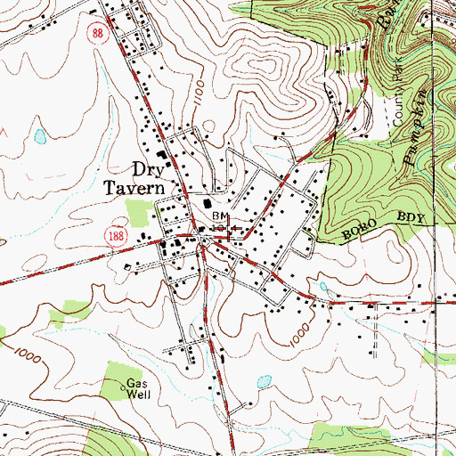 Topographic Map of Rices Landing Post Office, PA