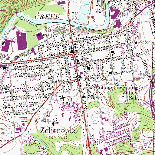 Topographic Map of Zelienople Post Office, PA