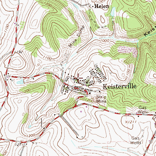 Topographic Map of Keisterville Post Office, PA