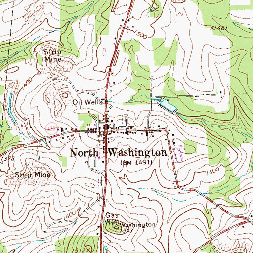 Topographic Map of North Washington Post Office, PA