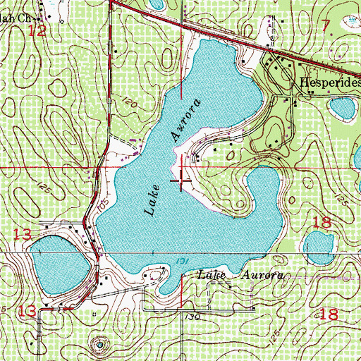 Topographic Map of Lake Aurora, FL