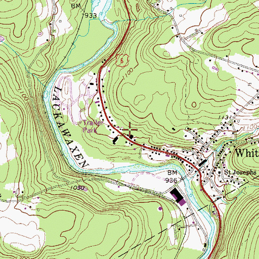 Topographic Map of White Mills Post Office, PA