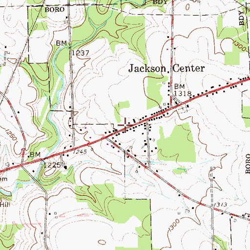 Topographic Map of Jackson Center Post Office, PA