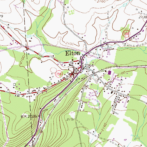 Topographic Map of Elton Post Office, PA