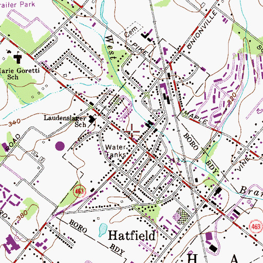 Topographic Map of Hatfield Post Office, PA