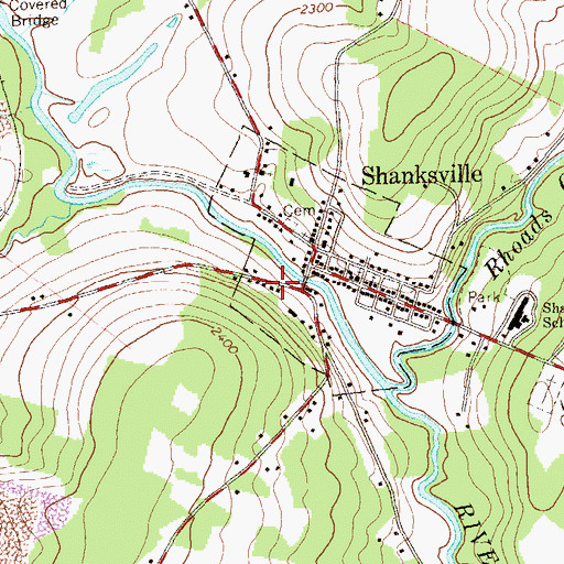 Topographic Map of Shanksville Post Office, PA