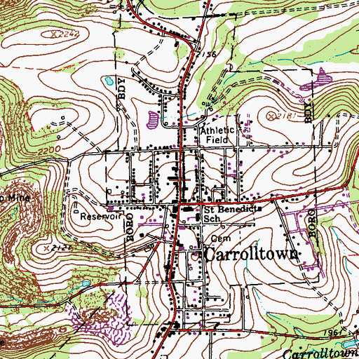 Topographic Map of Carrolltown Post Office, PA