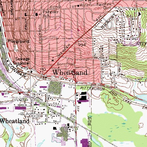 Topographic Map of Wheatland Post Office, PA