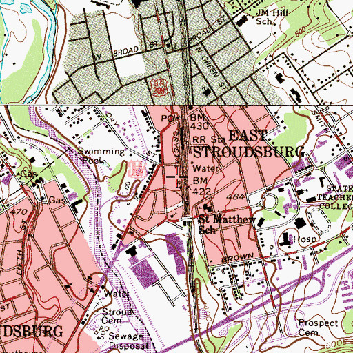 Topographic Map of East Stroudsburg, PA