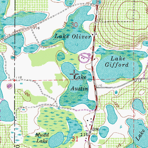 Topographic Map of Lake Austin, FL