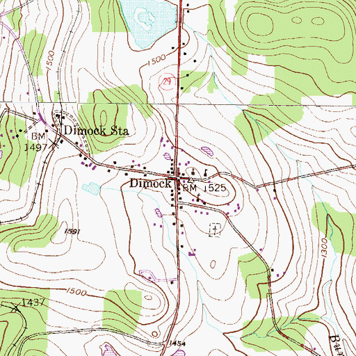 Topographic Map of Dimock Post Office, PA
