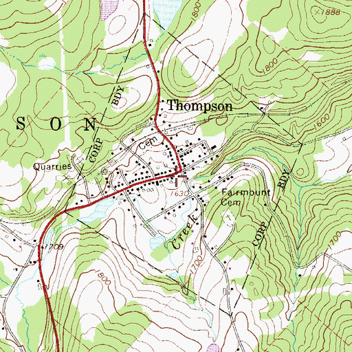 Topographic Map of Thompson Post Office, PA