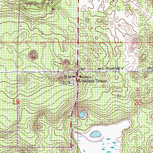 Topographic Map of Avalon Lookout Tower, FL