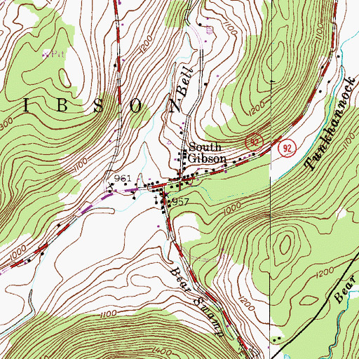 Topographic Map of South Gibson Post Office, PA