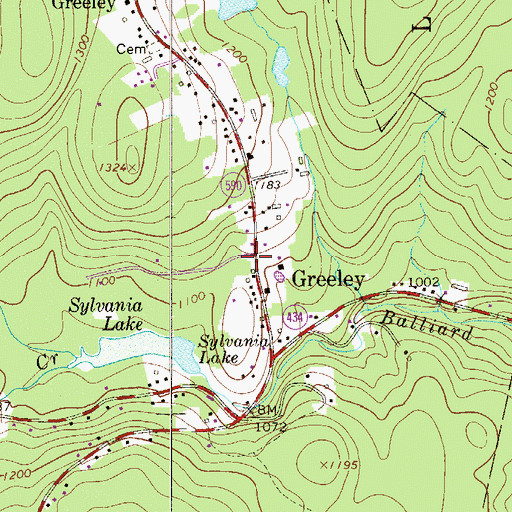 Topographic Map of Greeley Post Office, PA