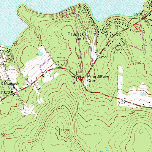 Topographic Map of Paupack Post Office, PA
