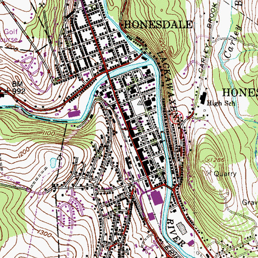 Topographic Map of Honesdale Post Office, PA