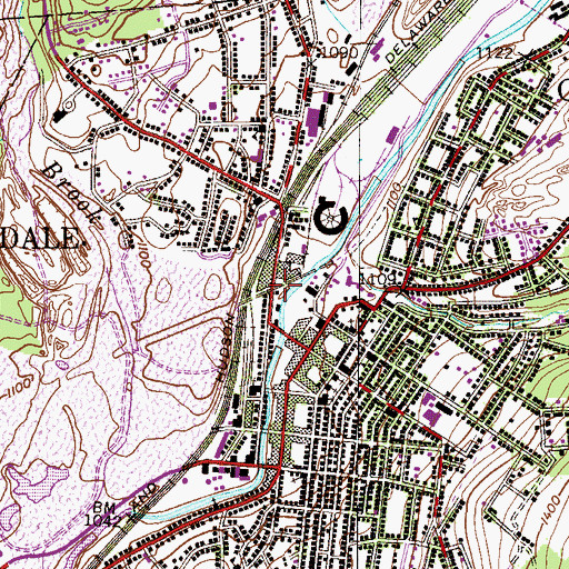 Topographic Map of Carbondale Post Office, PA