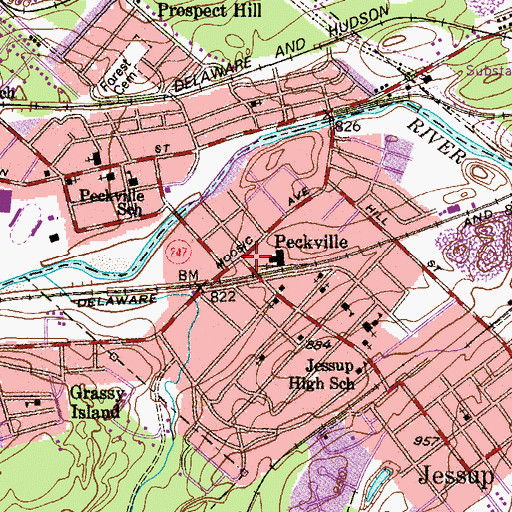 Topographic Map of Jessup Post Office, PA