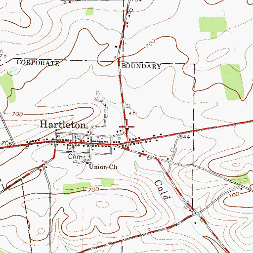 Topographic Map of Hartleton Post Office, PA