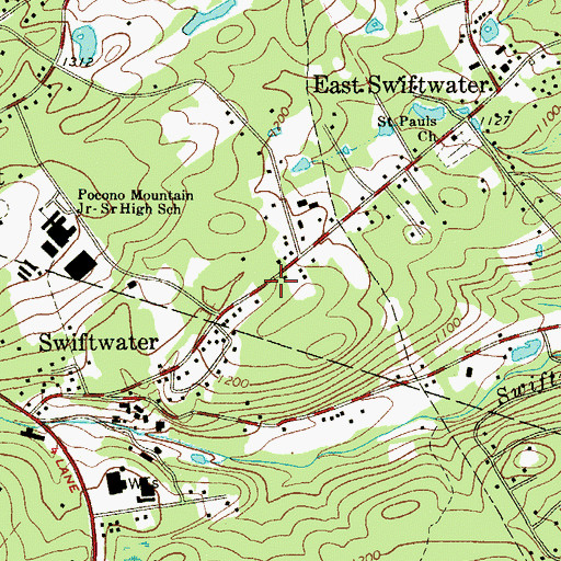 Topographic Map of Swiftwater Post Office, PA