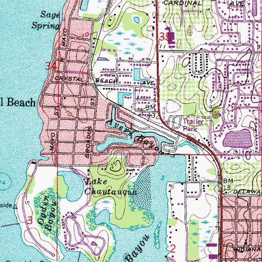Topographic Map of Avery Bayou, FL