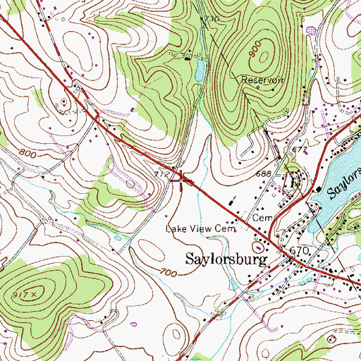 Topographic Map of Saylorsburg Post Office, PA
