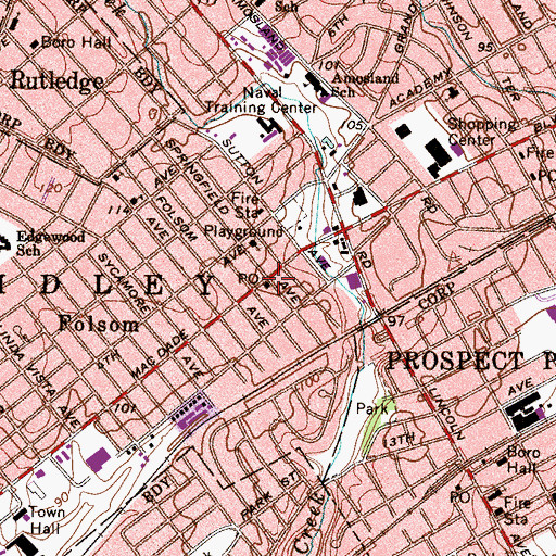 Topographic Map of Folsom Post Office, PA