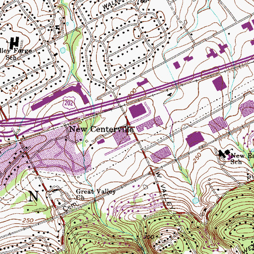 Topographic Map of Southeastern Post Office, PA