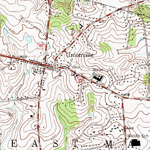 Topographic Map of Unionville Post Office, PA