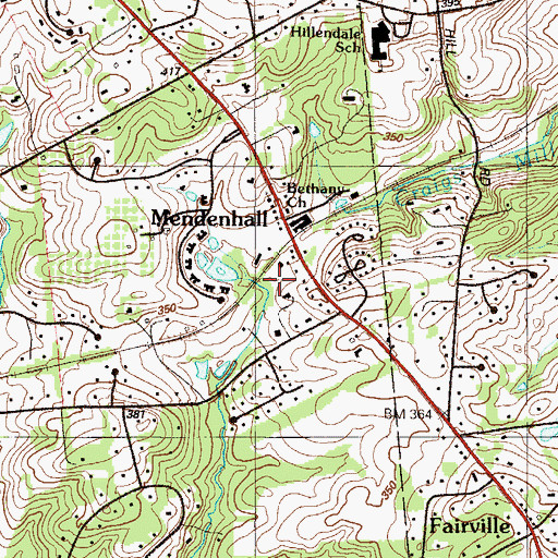 Topographic Map of Mendenhall Post Office, PA