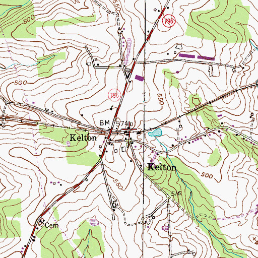 Topographic Map of Kelton Post Office, PA