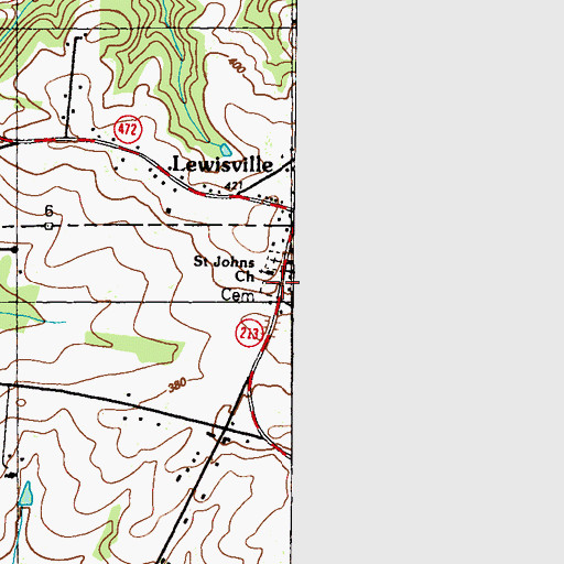 Topographic Map of Lewisville Post Office, PA
