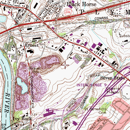 Topographic Map of Conshohocken Carrier Annex post Office, PA