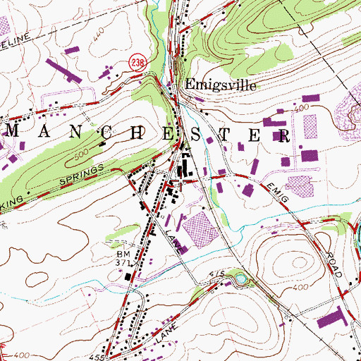 Topographic Map of Emigsville Post Office, PA