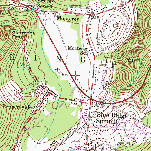 Topographic Map of Blue Ridge Summit Post Office, PA