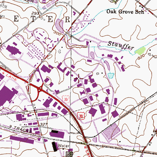 Topographic Map of East Lancaster Post Office, PA