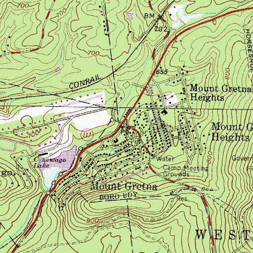 Topographic Map of Mount Greta Post Office, PA