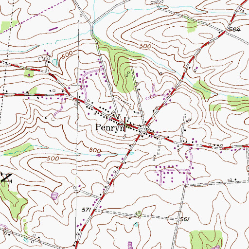 Topographic Map of Penryn Post Office, PA