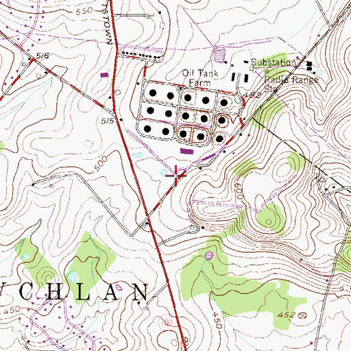 Topographic Map of Uwchland Post Office, PA