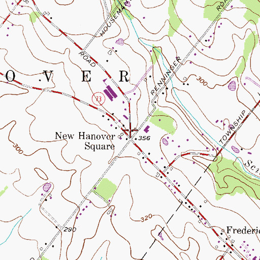 Topographic Map of Fredrick Post Office, PA