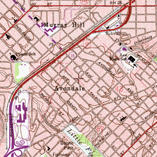 Topographic Map of Avondale, FL