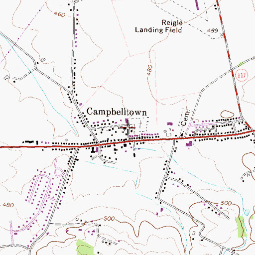 Topographic Map of South Londonderry Township Police Department, PA