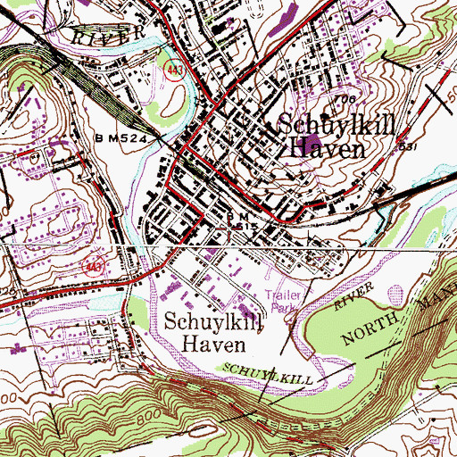 Topographic Map of Schuylkill Haven Borough Police Department, PA