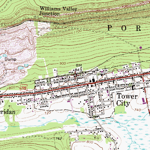 Topographic Map of Tower City Police Department, PA