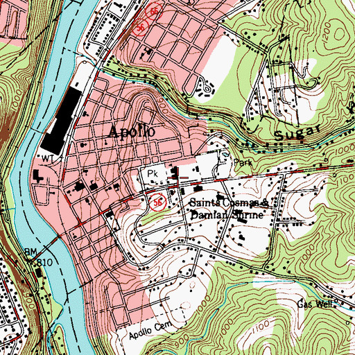 Topographic Map of Apollo Borough Police Department, PA