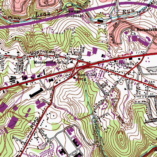 Topographic Map of Monroeville Police Department, PA