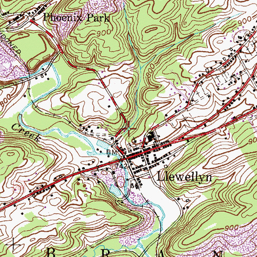 Topographic Map of Branch Township Police Department, PA