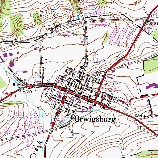 Topographic Map of Orwigsburg Borough Police Department, PA