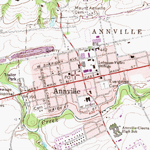 Topographic Map of Annville Police Department, PA